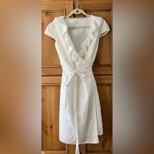Calypso St Barth for Target White Linen Wrap Dress Ruffle Resort M